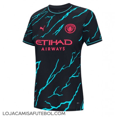 Camisa de Futebol Manchester City Kevin De Bruyne #17 Equipamento Alternativo Mulheres 2023-24 Manga Curta